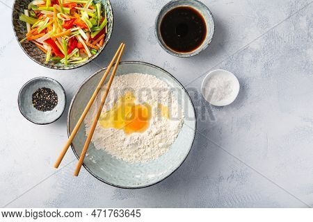 Ingredients For Vegetable Pancake (yachaejeon), Pajeon Or Korean Pancake, Korean Pizza - Asian Food 
