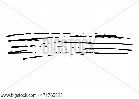 Black Stain Of Paintbrush Isolated On White Background. Hand-drawn Spot Of Paint, Ink. Grunge Dye Sp