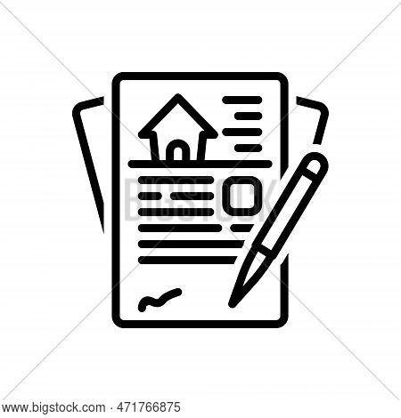 Black Line Icon For Contracts Deal Agreement Annexure Appendage Covenant Promissory-note Paper Pen S