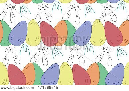 Seamless Pattern Eggs Easter. Pastel Colored Vector Illustration. Texture Of Easter Gift, Textile. E