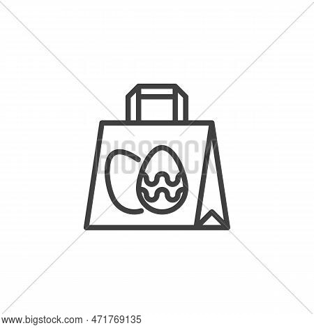 Easter Shopping Line Icon. Linear Style Sign For Mobile Concept And Web Design. Shopping Bag With Ea