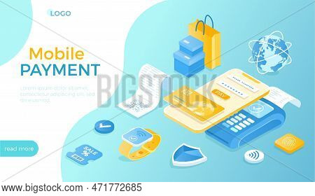 Paypass, Nfc Payments. Scanning Qr Code. Mobile Contactless Payment. Pos Terminal, Phone And Smart W
