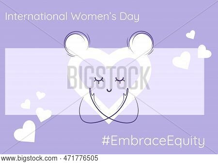 International Women's Day Banner With Stylized Heart. Embrace Equity Movement Illustration Elements.