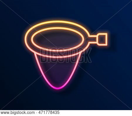 Glowing Neon Line Fishing Net Icon Isolated On Black Background. Fishing Tackle. Vector