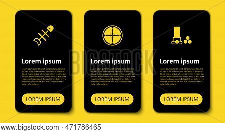 Set Cartridges, Sniper Optical Sight And Dead Fish. Business Infographic Template. Vector