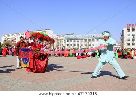 People Wear Colorful Clothes, Yangko Dance Performances In The Streets