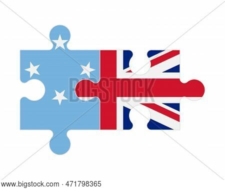 Connected Puzzle Of Flags Of Micronesia And United Kingdom, Vector