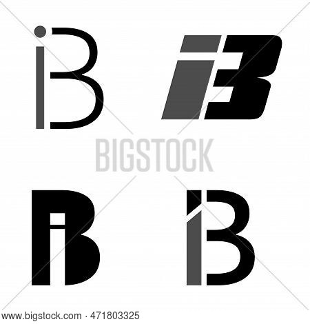 Set Of Abstract Letter Ib Logo. This Logo Icon Incorporate With Abstract Shape In The Creative Way. 