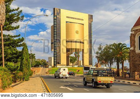 Windhoek, Namibia - 10 October 2018: The Museum Of Independence Along With The Memorial Statue Of Th