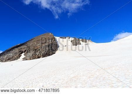 Mountain Snow And Glacier Panorama With Eiswandbichl North Face In Glockner Group, Austria