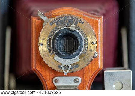 Pitney.somerset.united Kingdom.january 29th 2023.close Up Of A Number 2 Model A Folding Brownie Came