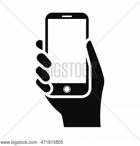 Flat Icon Mobile Phone In Hand For App And Messenger Isolated On Background