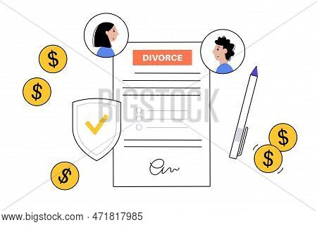 Divorce Certificate Concept. Terminating A Marriage Or Marital Union. Marriage Cancellation Document