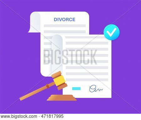 Divorce Certificate Concept. Official Paperwork Process Of Terminating A Marriage Or Marital Union. 