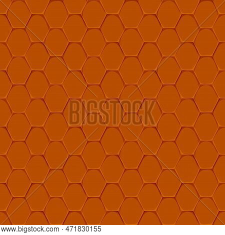 Orange Roof Tile Texture Seamless Pattern. Vector Rooftop Background, Game Overlap, Repeated House R