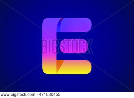Abstract Origami Letter E Logo Design Template. Flat Style Application Icon. Vector Illustration