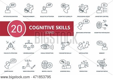 Cognitive Skills Set Icon. Contains Cognitive Skills Illustrations Such As Working Memory, Cognitive