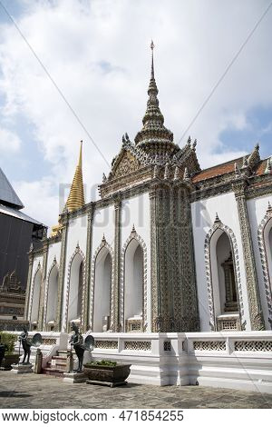 Phra Viharn Yod Temple At Grand Palace Complex In Bangkok. The Building Is Used As A Chapel For Budd