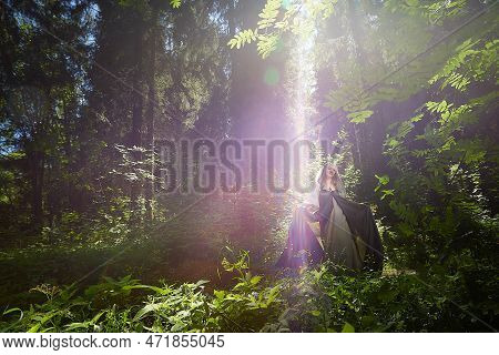 Beautiful Seductive Dryad. Pagan Spirit Of The Forest. Portrait Of Beautiful Dryad. Fairy Who Loves 