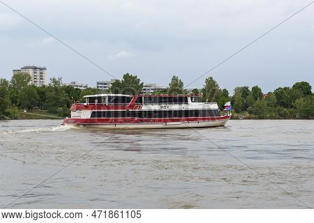 Vienna, Austria - May 22, 2019: This Is Pleasure Boat Wienna On The Danibe River.