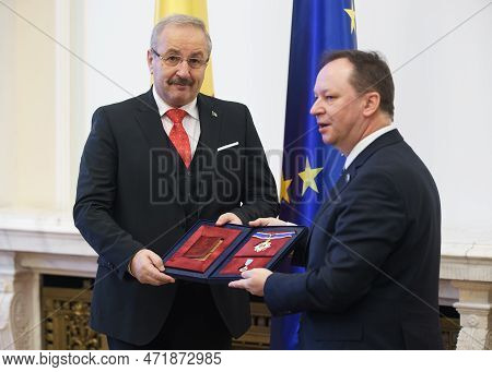 Bucharest, Romania. 2nd Mar, 2023: Vasile Dincu (l), Former Minister Of Defense Of Romania And Ihor 