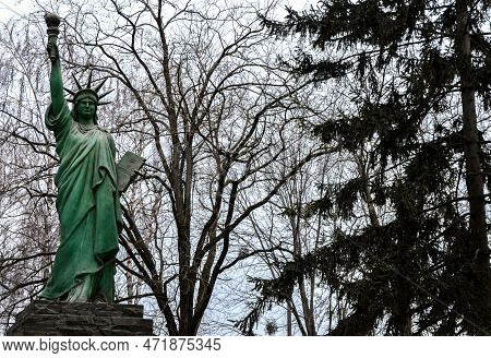A Replica Of The Statue Of Liberty Near The Office Of The Dickerhoff Company In Zdolbuniv, Ukraine.
