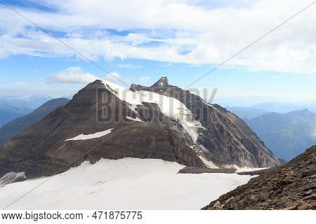 Mountain Snow And Glacier Panorama With Summit Klockerin And Grosses Wiesbachhorn In Glockner Group,