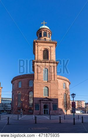 Scenic Morning View To Church Of St. Paul - German: Paulskirche - In Frankfurt, Germany