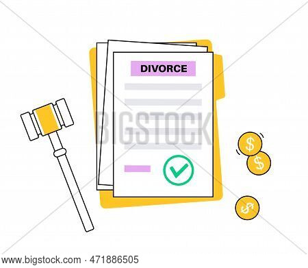 Divorce Certificate Concept. Terminating A Marriage Or Marital Union. Marriage Cancellation Document
