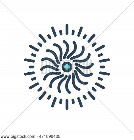 Color Illustration Icon For Twist Distort Bend Inflection Quirk Flexion Sun Sunshine Vortex