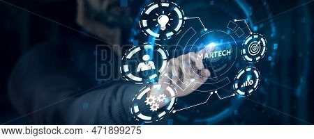 Martech Marketing Technology Concept On Virtual Screen Interface. Business, Technology, Internet And
