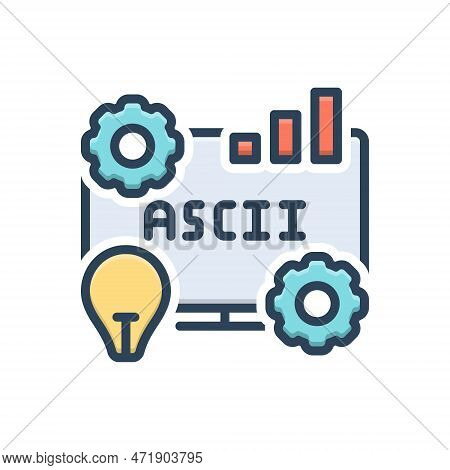 Color Illustration Icon For Ascii Standard Code Information Technology Concept Strategy Acronym