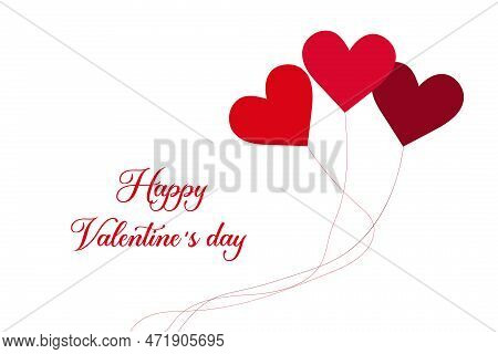 Happy Valentines Day Text Red Balloon Hearts