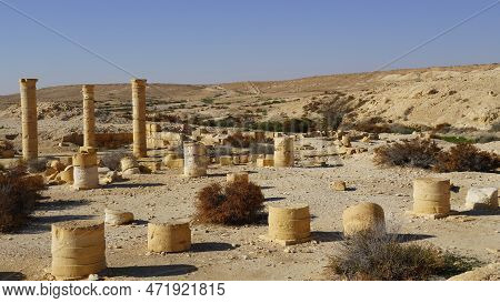 Remains Of A Byzantine Church At Nizana. Nabateans City At Negev Desert