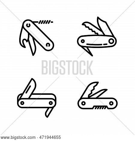 Penknife Icons Set. Outline Set Of Penknife Icons For Web Design Isolated On White Background