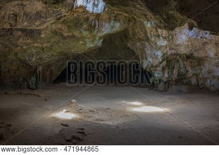 Beautiful View Of Sunlight Through Opening In Ceiling Of Quadirikiri Caves, Arikok National Park, Ar