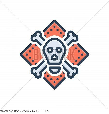 Color Illustration Icon For Hazards Danger Risk Peril Threat Difficult Skull Biohazard Dangerous War