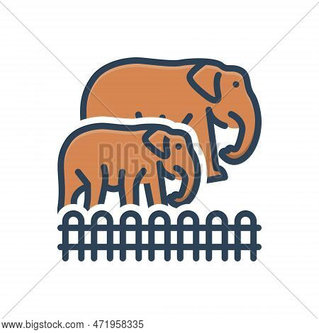 Color Illustration Icon For Breeding Reproduction Procreation Development Rearing Elephant Animal El