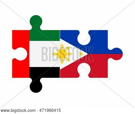 Connected Puzzle Of Flags Of United Arab Emirates And Philippines, Vector