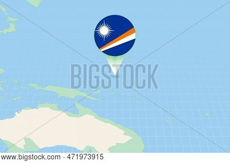 Map Illustration Of Marshall Islands With The Flag. Cartographic Illustration Of Marshall Islands An