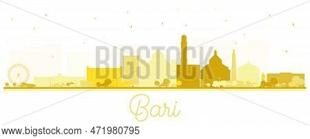Bari Italy City Skyline Silhouette With Golden Buildings Isolated On White. Vector Illustration. Bus