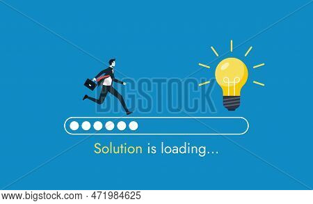 Solution And Idea Loading Concept With Progress Bar And Light Bulb Symbol, Big Idea, Innovation And 