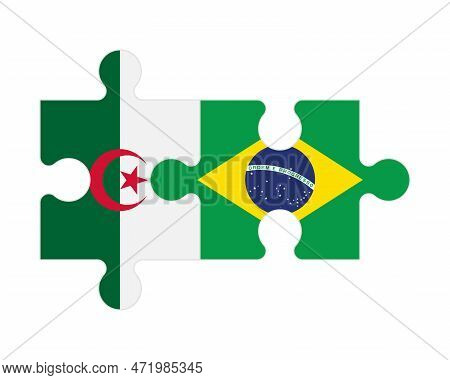 Connected Puzzle Of Flags Of Algeria And Brazil, Vector