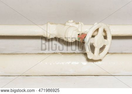 Dirty Water Pipe. Old Pipeline Construction. Rusty Plumbing System. House Renovation Background. Old