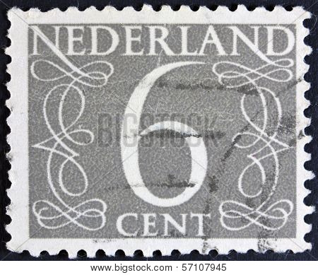 Dutch Postage stamp - isolated on black.