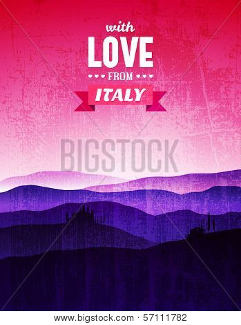 Vintage poster with a landscape
