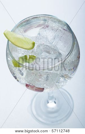 Grape And Lime Gin Tonic Isolated Over White