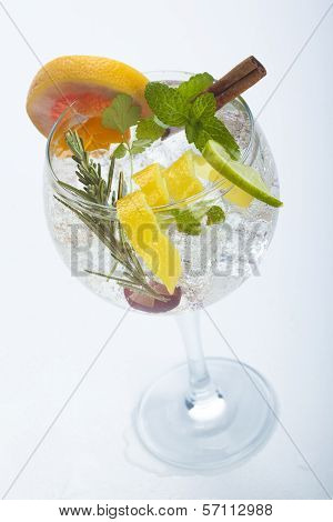 Salad Fruit Gin Tonic Isolated Over White