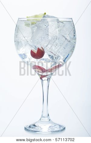 Grape And Lime Gin Tonic Isolated Over White