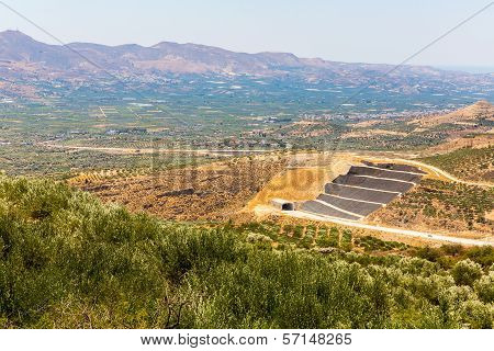 Monastery (friary) In Messara Valley At Crete Island In Greece. Messara - Is  Largest Plain In Crete